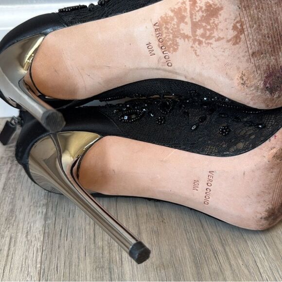 BCBMAXAZRIA 10 Deedie Lace Mesh Peep Toe Booties Stilettos - Picture 8 of 8